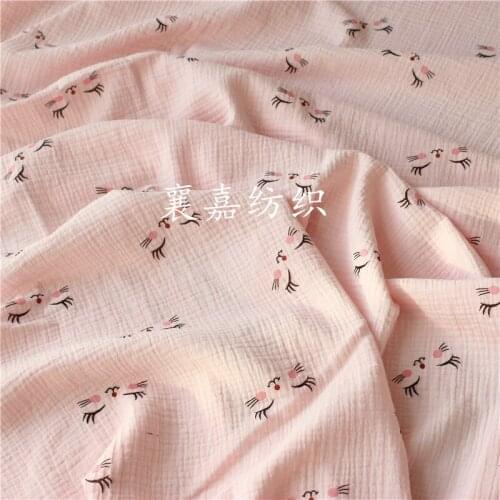 Cotton Crepe Seersucker Infant Cartoon Gauze Blanket Fabric Pajamas Leisure Tops Fabric