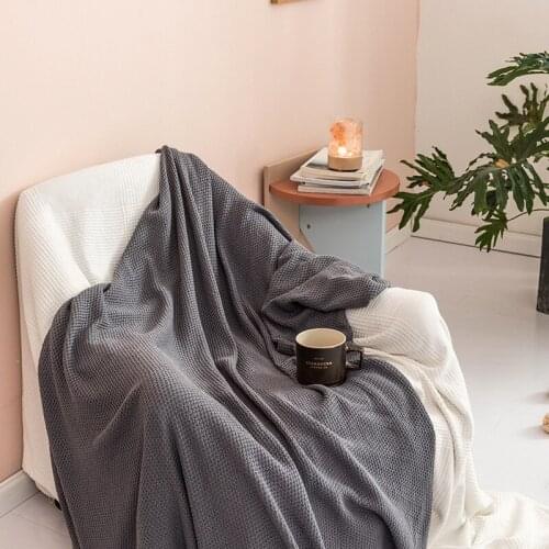 Cotton Throw Blanket Low Key and Simple Bedspread on The Bed Beige Exquisite Knitted Decorative Bed Blankets Sofa Cover Throws