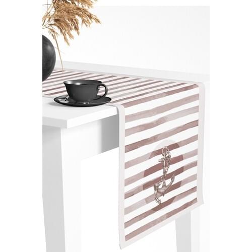 Custom Production Marine Pattern Italian Stitch Runner Brown