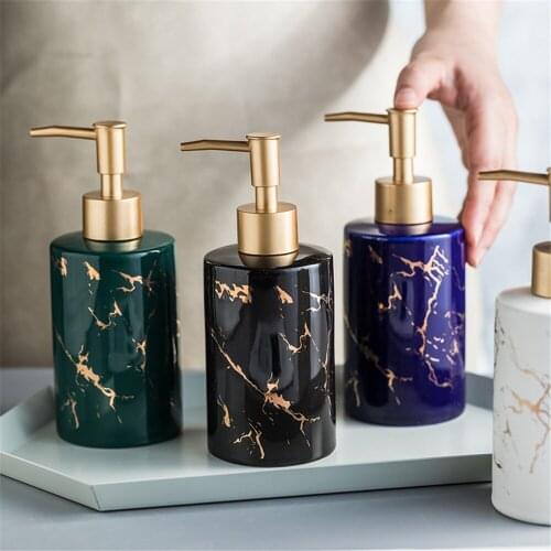 310ml Ceramic Soap Dispenser Bathroom Shampoo Bottle Hand Washing Hair Conditioner Marbled Bottles Kitchen Detergent Sub-Bottle