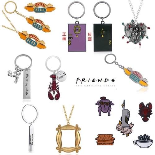 Classic TV show FRIENDS same style keychain crawfish Central Perk Coffee Time For Best friend Car Keyring Jewelry Gift