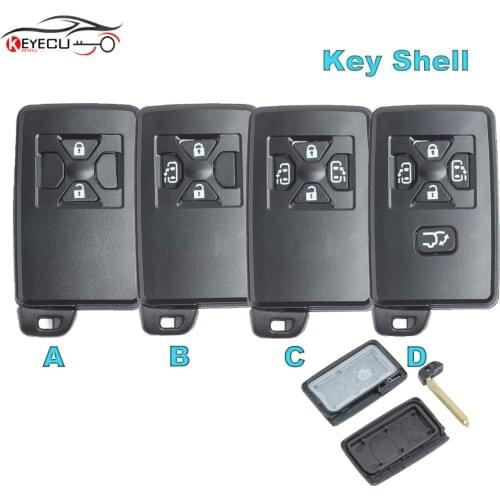 KEYECU 2/3/4/5 Button With Uncut Blade for Toyota Replacement Smart Card Remote Car Key Shell Case Fob Black Color(Only Shell)