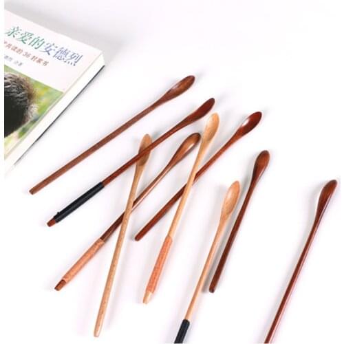 Long Handle Coffee Spoon Japanese Style Wooden Teaspoon Stirring Spoon for Ice Cream Candy Dessert Retro Honey Spoon