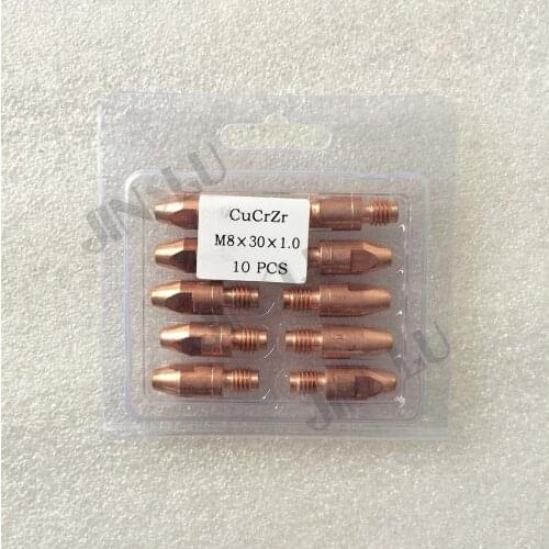 Contact tip M8x30 Cucrzr 10pcs for Binzel MB 401D 501D MB501 Mig Torch Gun Water Cooled 500A CO2