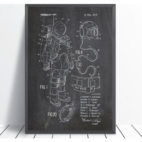 Astronaut Space Suit Patent Poster Print Outer Space Blueprint Artwork Wall Art Canvas Painting Home Room Wall Decor