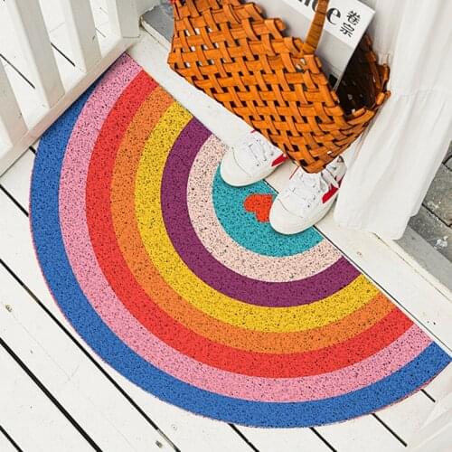 PVC Door Mats for Outdoor Indoor Waterproof Ant-Slip Bathroom Carpet Rugs Vivid Rainbow Heart Printed Hallway Entrance Doormat