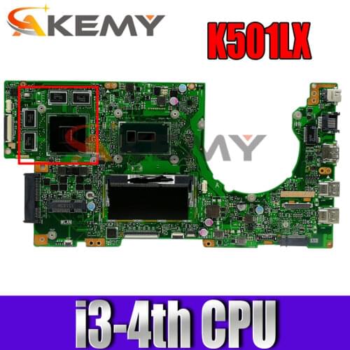 K501LX i3-4005CPU 4GB RAM GTX950M Mainboard For Asus K501L K501LB K501LN A501L K501L V505L Laptop Motherboard 100% Tested