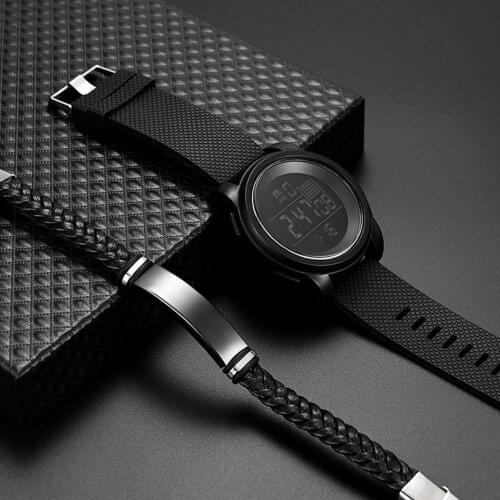 2Pcs Men Sports Waterproof Electronic Digital Luminous Wrist Watch + Bracelet Luxury Digital Watches Swimming Smartwatch