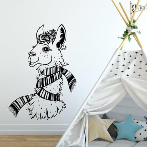 Llama Wall Decals Alpaca Nursery Kids Bedroom Baby Room Cute Home Decoration Vinyl Wall Sticker Removable Mural Art S854
