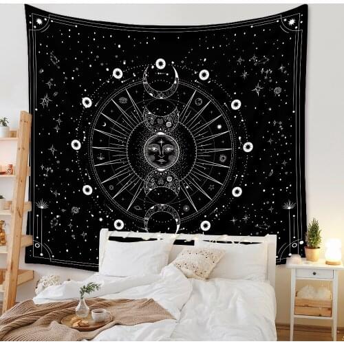 Celestial Tapestry Wall Hanging Sun Moon Boho Decor Room Psychedelic Carpet Ouija Night Sky Picture Home Decoration for Bedroom