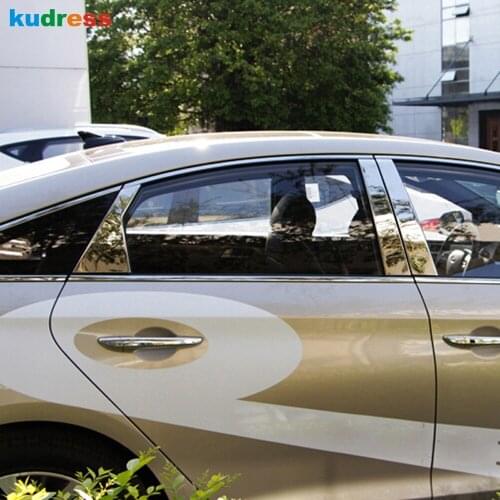 For Hyundai Sonata 2015 Stainless Steel Center Pillar Pillars Cover Trims Windows Moulding Trims Decorations Accessories 6pcs