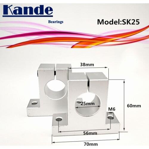 Kande Bearings 2pcs SK25 25mm linear shaft support for 3D printers sliding SK25 25mm