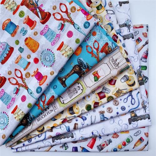 Bird house Printe Cotton Printed Cloth Sewing Quilting Fabrics for Patchwork Needlework DIY Handmade Material