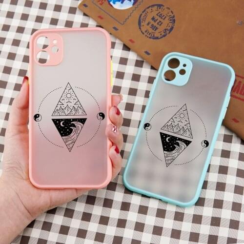 Stars Moon Tai Chi Phone Case for iPhone 11 12 Mini Pro X XS XR Max 6 6S 7 8 Plus SE 2020 Skin Feel Matte Back Cover Fundas