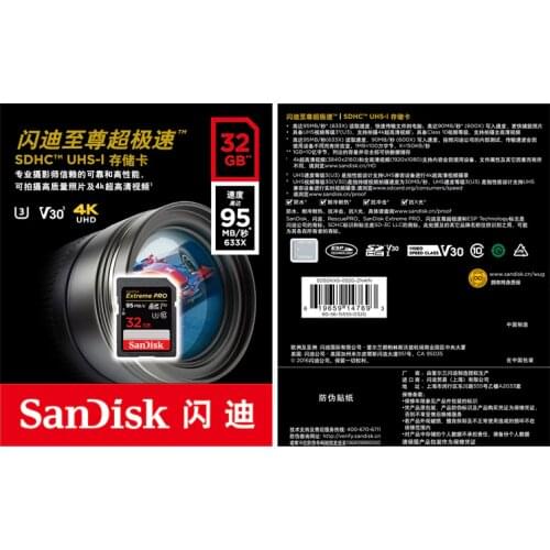 SanDisk Extreme PRO SD Card 32GB SDHC 95MB/S 64GB 128GB 256GB SDXC UHS-I U3 Class10 170MB/S Flash Memory Cards SD Memory Card