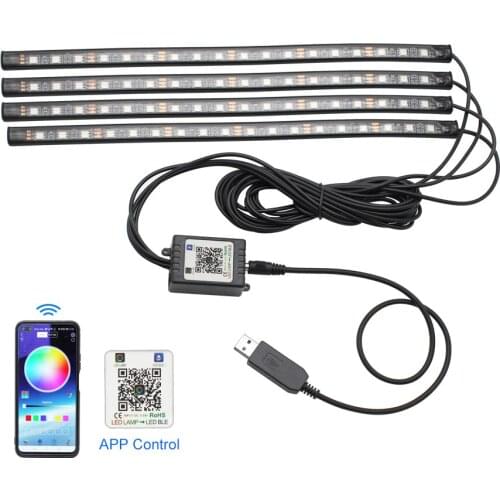 RGB Car LED Strip Atmosphere Light USB/Cigarette APP Control Auto Interior Decorative Foot Lamp Ambient Light