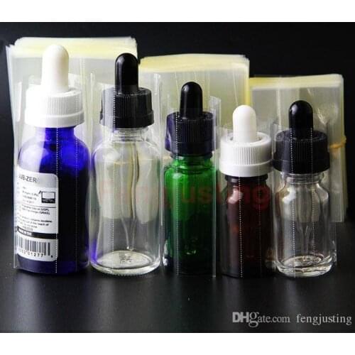 Heat PVC Shrink Wrap Film for 15ml E-liquid Glass dropper Bottles Pvc Shrink Sleeve label shrink seals for 10ml 30ml e-juice gla