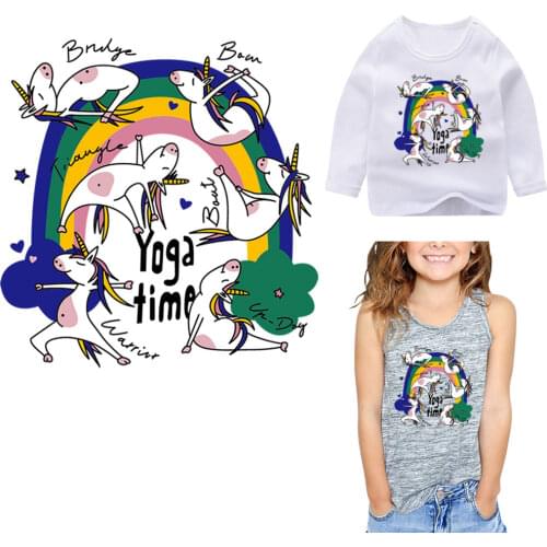 Rainbow Unicorn Thermal Sticker Iron On For Children Clothes Heat-Sensitive Iron On Transfer Patches For T-Shirt Dress DIY Decal