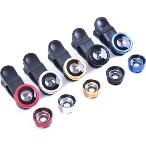 Hot sale 3In1 Mobile Phone Fish Eye+Wide Angle+Macro Camera Lens For Universal Cell Phone