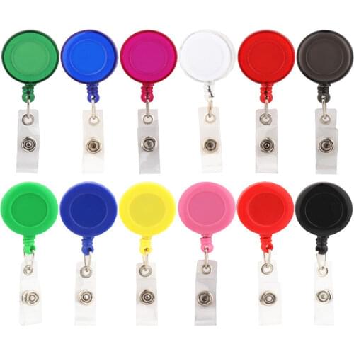 Retractable Pull Badge ABS Plastic ID Lanyard Name Tag Card Badge Holder Reels Key Ring Chain Clips School student office