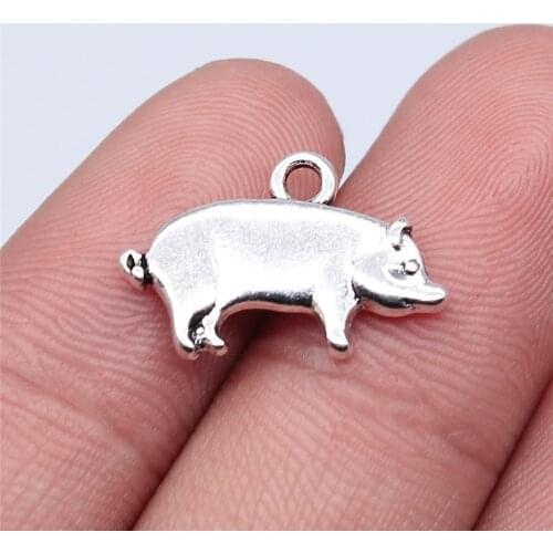 WYSIWYG 10pcs 19x12mm Antique Silver Color Pig Charms Pendant For Jewelry Making DIY Jewelry Findings