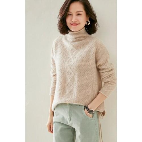 Adishree 2020 woman winter 100% Cashmere sweaters autumn knitted Pullovers High Quality Warm Female thickening Turtleneck