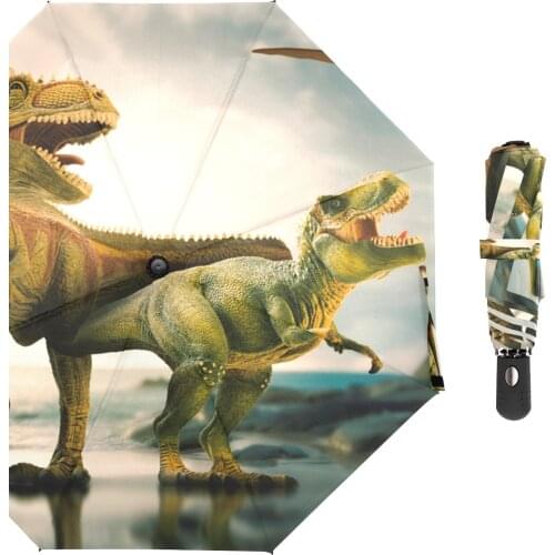 3D Printed Dinosaur Umbrella Wind Resistant Folding Automatic Umbrella Rain Women Auto Windproof Umbrellas Rain For Men Travel