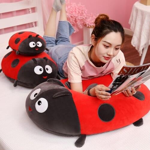 1pc 40-60cm Cute Insect Plush Toy Soft Colorful Ladybug Bee Doll Huggable Ladybird Pillow Back Cushion Children Birthday Gifts