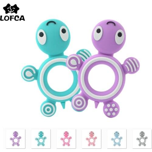 LOFCA 1pc Cartoon Turtle Silicone Teether Food Grade Tortoise Baby Teether BPA-Free DIY Baby Teething Pacifier Chain Toy