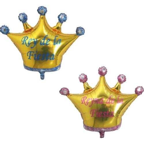 10/20/50Pcs 70*70cm Crown Foil Helium Balloons Spanish Globos Princess Party Balloon Rey De La Fiesta Birthday Party Decoration