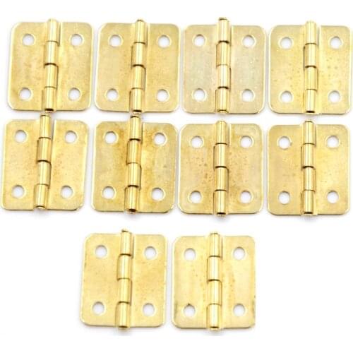 10Pcs 18x16mm 4 Holes Gold Drawer Hinges for Jewelry Boxes Furniture Fittings Kitchen Cabinet Door Hinges Furniture Accessories