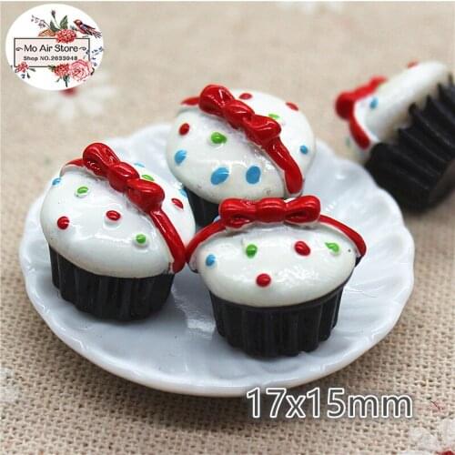 10pcs Resin 3D cake cup dessert Cabochon Miniature food Art Supply Decoration Charm Craft
