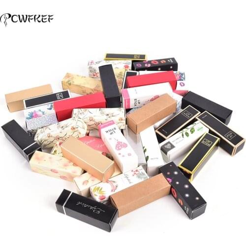 10pcs/lot 5ml Lip Balm Tube Packaging Carton Box 6 Colors Lipstick Tube DIY Packing Box 25*25*85mm