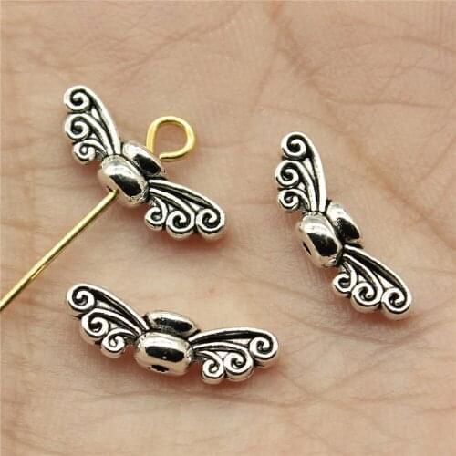 20pcs 14x4x3mm Butterfly Wing Beads Jewelry Making Angel Wings Charms Butterfly Wing Small Hole Spacer Beads