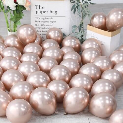 30pcs 5Inch Rose Gold Metal Pearl Latex Balloons Thick Chrome Metallic Boy Girls Adult Wedding Champagne Birthday Party Decor