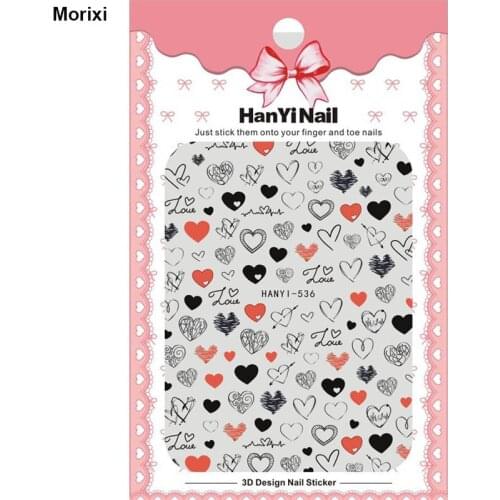 3D nail art sticker for lovers heart flowers hand writing letters geometric slider nail decals HY003