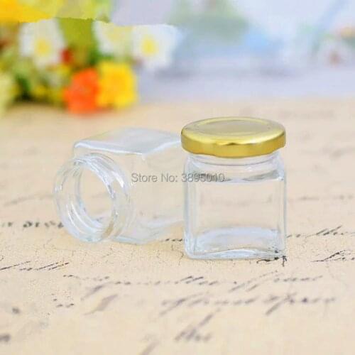 45ml square glass storage bottles jars with lid honey candy jar kitchen storage container glass jar F1048
