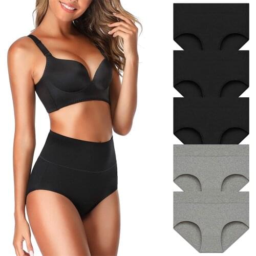 5PCS/Set High Waist Womens Underwears Cotton Plus Size Solid Color Panties Female Soft Comfortable Underpants Intimates