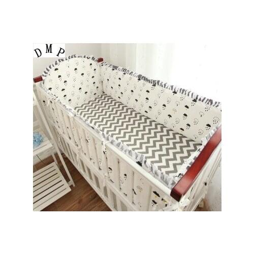 Promotion! 5PCS Cartoon Crib baby bedding set of unpick and wash cot set bedroom decor(4bumpers+sheet)