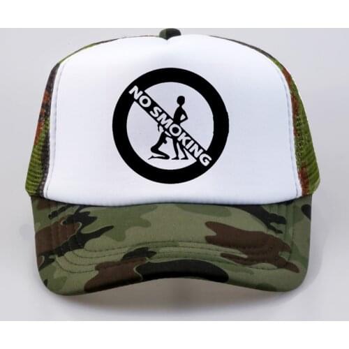 Girl And Boy No Smoking Creative Print Baseball caps summer Mesh outdoor Trucker cap Man Women mesh Trucker Cap Hat