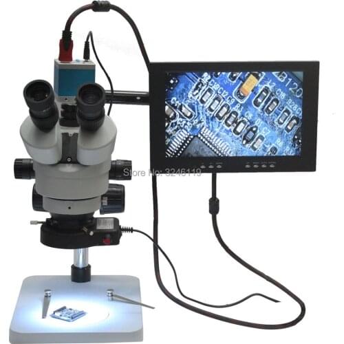Binocular Trinocular Stereo Microscope 7X-90X Continuous Zoom Magnification With 16MP 1080P HDMI USB Camera Mobile Phone Repair