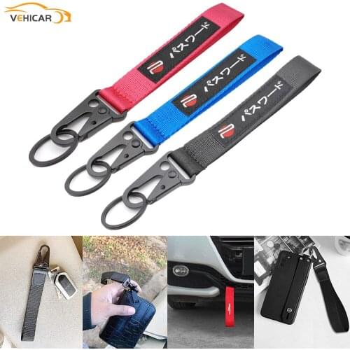 VEHICAR PASSWORD Style Car Keychain Backpack Embroidery Nylon Key Holder Tow Rope Trailer Belt Carabiner Short Lanyard