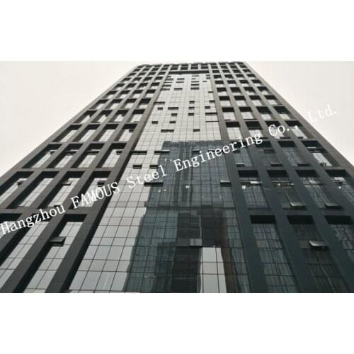 Double Layer Insulation Glass Curtain Wall Stick Built System Transparant