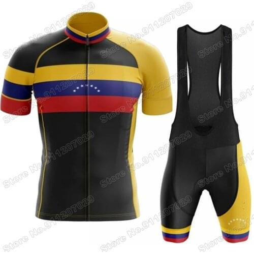 Maillot VENEZUELA 2021 Cycling Jersey Set Men Cycling Clothing National Team Road Bike Suit Summer Bib Shorts MTB Tops Clothes