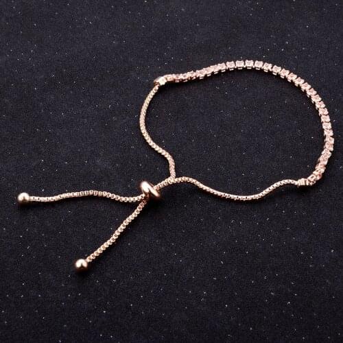 Elegant Rose Gold Silver Color Bracelets for Women Crystal Rhinestone Beaded Bracelet Best Friend Gift Adjustable Jewelry