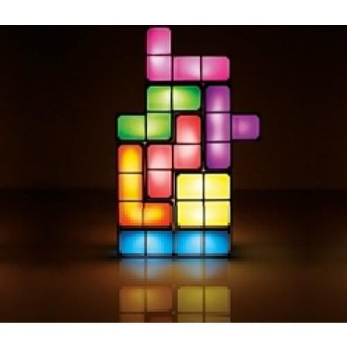 HZFCEW Upgrade DIY Tetris Puzzle Retro Game Colorful Brick Toy Stackable LED Desk Lamp Constructible Block Night Light