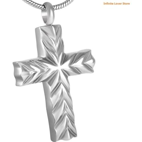 IJD8321-1 20Pcs Wholesale Cross Memorial Urn Necklace Stainless Steel Cremation Ashes Pendant for Womens Mens