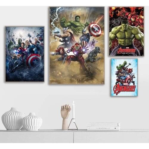 Marvel Avengers Age of Ultron Canvas Painting Superhero Iron Man Hulk Captain America Movie Poster Home Room Decor Art Picture