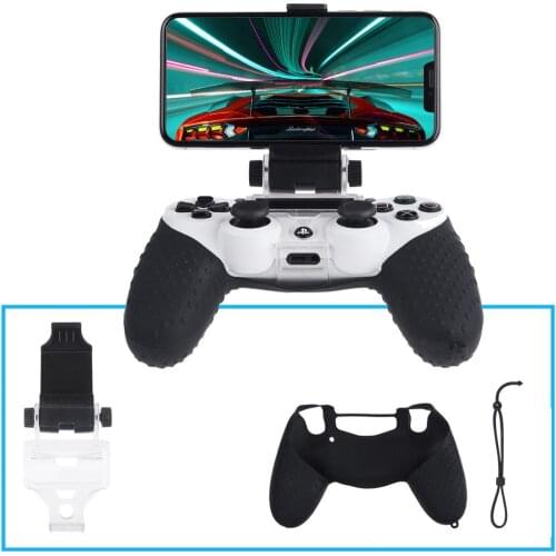 Phone Mount Clip Clamp Holder For Playstation 4 PS4 Slim PS4 Pro Game Controller DualShock 4 With USB Silicone Case Skin Cover