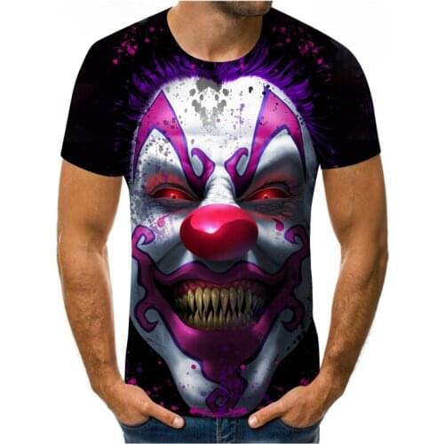 Summer new mens and womens clown 3DT shirts, graphic T-shirts, funny pictures, short-sleeved comfortable clothes